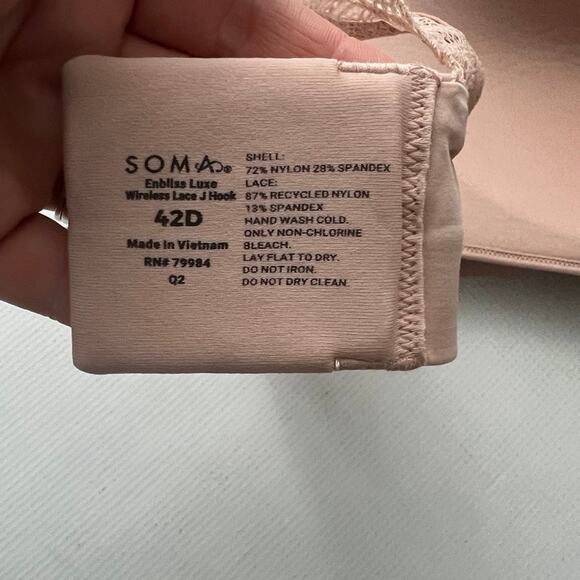 Soma Embliss Luxe Wireless Lace J Hook Bra Size 42D - Picture 3 of 4